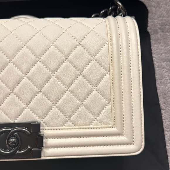 Authentic Chanel Ivory Black Boy Flap Bag - Picture 10 of 15